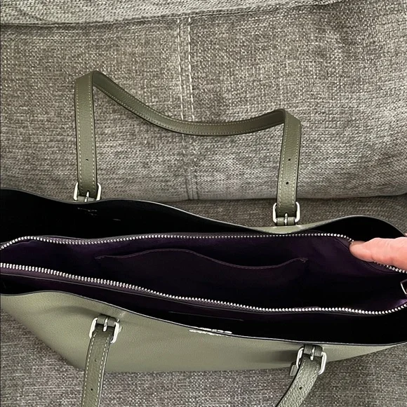 Coach Olive Leather Tote with Silver Hardware - Picture 4 of 4